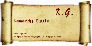 Kemendy Gyula névjegykártya